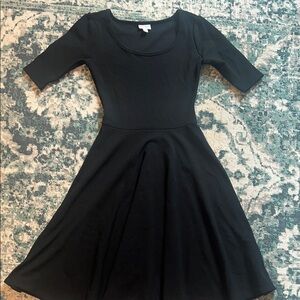 LuLaRoe Black Fit and Flare Dress 3/4 Sleeve Scoop Neck
